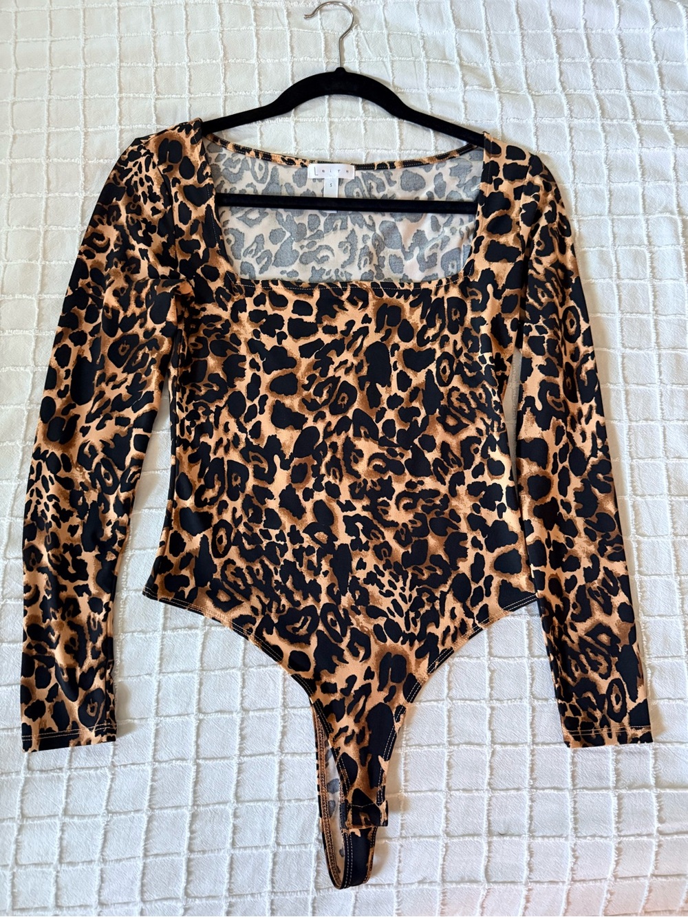 Leith Leopard Print Long Sleeve Bodysuit - Black & Brown
